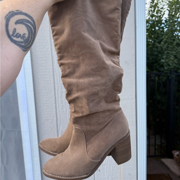 Shoes - Faux Suede Knee High Boots